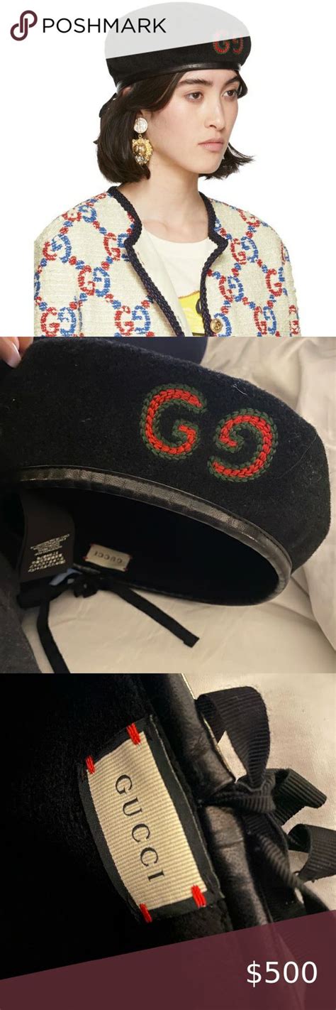 gucci beret black|gucci fitted cap.